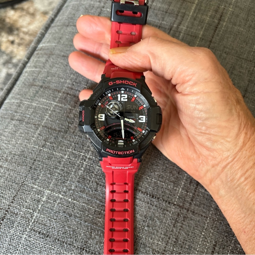 Casio G-Shock Analog-Digital Red Strap Watch
